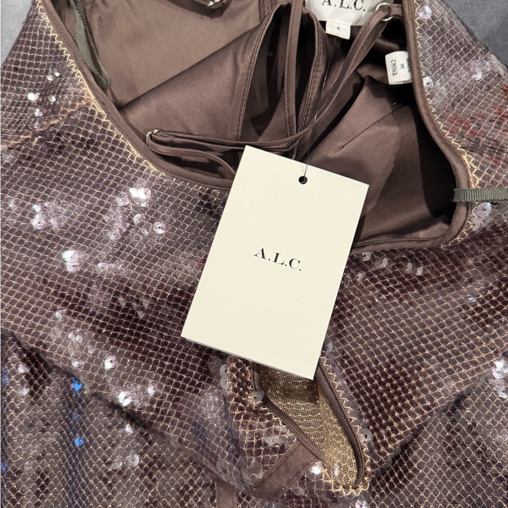 A.L.C. Mauve Sequin Snake-Print Dress